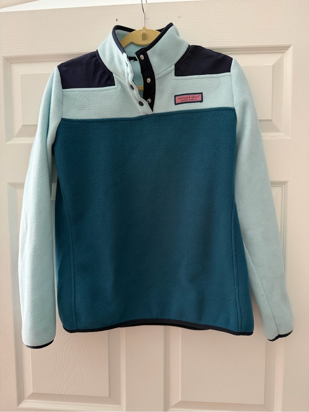 Vineyard Vines Harbor Fleece Pullover Blue Color Block
